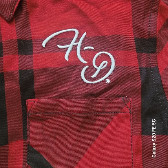 EUC - Harley Davidson Womens Red and Black Plaid Button Up - Picture 6 of 7